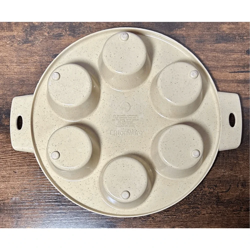 Vintage LittonWare Microwave Oven Cookware 6 Cupcake Muffin Pan 39284 1970's
